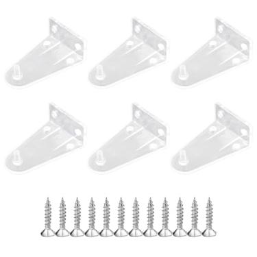 Imagem de DZS ELEC 6 peças clipes de fixação de trilhos inferiores transparentes acessórios de cortina com parafusos ganchos de posicionamento de plástico para persianas venezianas de madeira de 5 cm