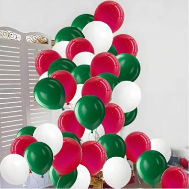 Imagem de KUNYYI Balões vermelhos, brancos e verdes, balões de látex de 30,5 cm, pacote com 81 para balões de festa, Natal, casamento, aniversário, chá de bebê, decorações de festa