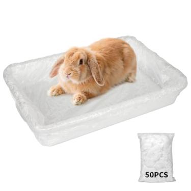 Imagem de BESNEW Roupa de cama e areia para animais pequenos, 50 peças de sacos descartáveis para forro de gaiola de coelho 3s limpeza rápida para coelho, gato, porquinho-da-índia, furão, chinchila