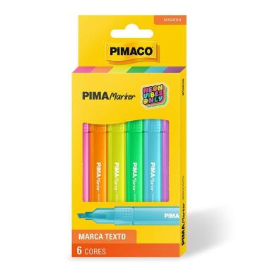 Imagem de Pincel marca texto Pima Marker Neon 6 cores - Pimaco