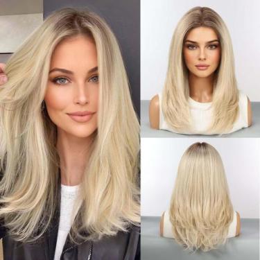 Imagem de Peruca HAIRCUBE Ombre Light Blonde Human Hair Blend 18 polegadas