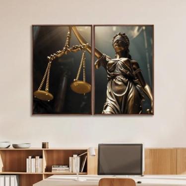 Imagem de Quadro Decorativo Temático Direito Balança da Justiça com 2 Telas 60x9