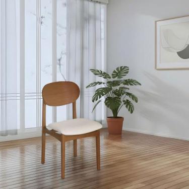 Imagem de Cadeira de Jantar Samba Encosto Ergonômico Jequitibá Nozes Linho Bege 
