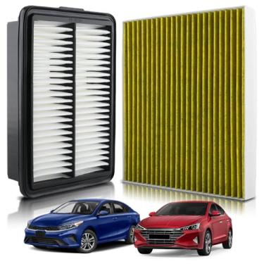 Imagem de partszen Filtro de ar de cabine e motor 97133-F2000 adequado para Hyundai Elantra 2017-2020 para Kia Forte Forte5 2019-2023 Substituir CA12057 97133-F2100 28113-F2000