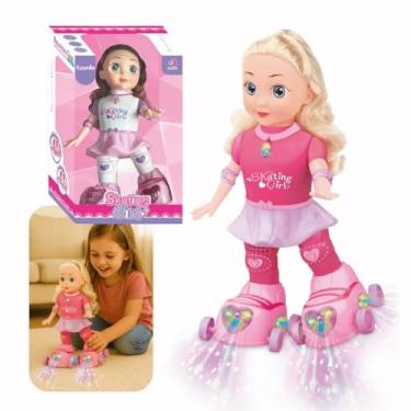 Imagem de Boneca Patinadora Robô Luz Led Anda Canta Dança Skating Girl Patins Luzes Brinquedo Criança Infantil Menina Kizumba