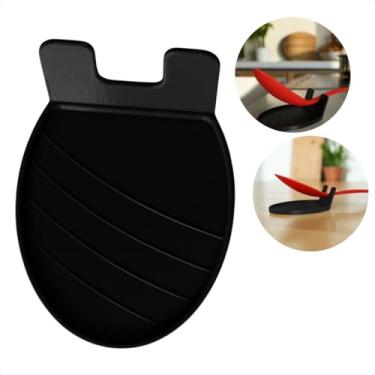 Imagem de Descanso Colher Suporte Multifuncional Cozinha Bancada Pia Apoio Concha Escumadeira Espátula Talher (Preto)