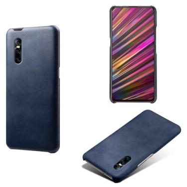 Imagem de Capa para vivo V15 Pro,Proteção contra quedas,Casca de volta de cor sólida simples,Design de couro de imitação de plástico-Blue