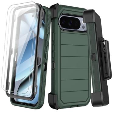 Imagem de Capa para Google Pixel 10 Pro XL com clipe para cinto, 2 protetores de tela, resistente à prova de choque, proteção contra quedas de grau militar, antiderrapante, resistente, durável e com suporte