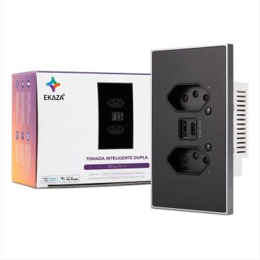 Imagem de Tomada Inteligente Dupla Vênus Ekaza Preto Alexa Google