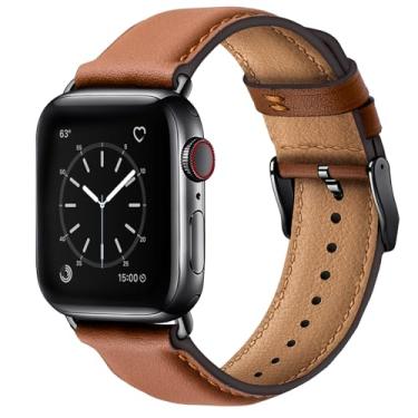 Imagem de SUNFWR Pulseiras de couro compatíveis com Apple Watch SE 3 2 1, séries 11, 10, 9, 8, 7, 6, 5, 4, 3, 2 e 1 de 41 mm, 40 mm, 38 mm e 42 mm (série 11 10, 8, 7, 6, 5, 4, 3, 2 e 1