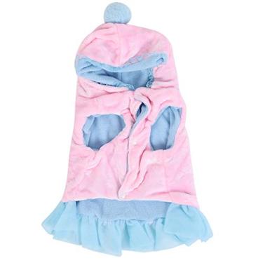 Imagem de Luqeeg Roupa Geral de Cachorro, Vestido de Cachorro Macio e Macio Com Chapéu, Saia de Renda, Adorável e Mantém Quente, Botão e Roupas Maravilhosas para Filhotes No Inverno do Outono (S)