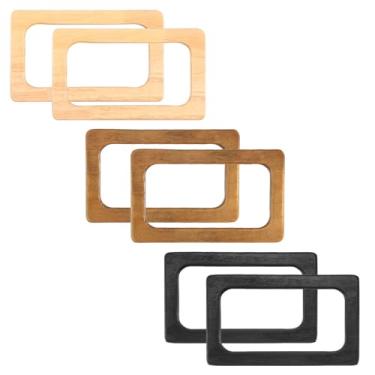 Imagem de 6 peças de alça de bolsa retangular, alças de bolsa de 3 cores, ferramentas decorativas de alça de bolsa de madeira, alça elegante para bolsa de mão feita à mão, acessórios de bolsas DIY