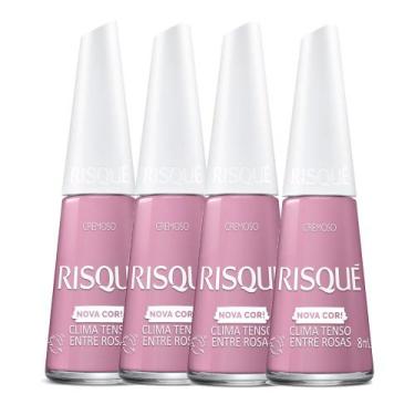 Imagem de Kit 4 Esmalte Risqué Nova Cor Cremoso Cor Clima Tenso Entre Rosas 8ml
