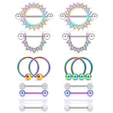 Imagem de Cisyozi Piercing de mamilo, 16G, 14G, anéis de língua, hipoalergênicos, aço cirúrgico, parafuso, língua, escudo, barra, piercing corporal, retentor de joias para mulheres 9/16 polegadas 14 mm, Metal