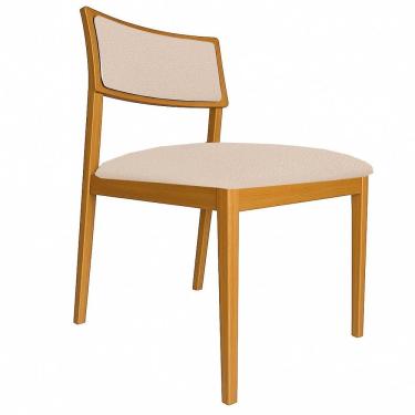 Imagem de Cadeira Siena Madeira Maciça Com Estofado Em Tecido 2 Peças - Élpis Móveis Linho Bege Nogueira