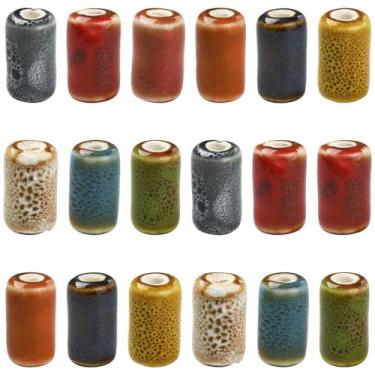 Imagem de LiQunSweet 45 peças, 9 cores, porcelana, cerâmica, 17 x 10 mm, coluna, contas, tubo de porcelana antigo, espaçador de barril, contas para joias DIY, pulseira, colar, brinco, artesanato, bolsa