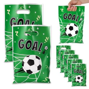 Imagem de 50pçs Sacolas de Presente de Futebol, Sacolas Plástico para Brindes Presente Futebol Lembrancinhas Festa com Alças para Crianças Adolescentes Jogos Eventos Esportivos (Gol)