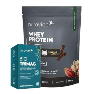 Imagem de Combo Whey Protein 100% Isolado Sabor Lingua de Gato da Kopenhagen de 450g-e Bio Trimag Magnesio com 60 Cápsulas Softgel-Pura Vida