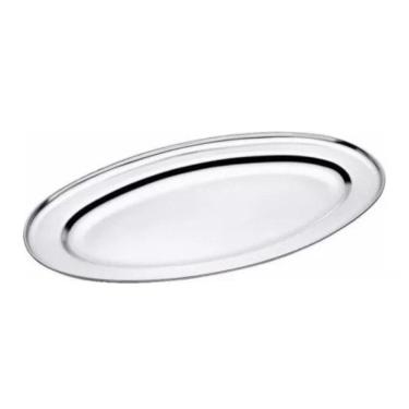 Imagem de Bandeja Travessa Oval Rasa Inox Média Para Servir 33,8Cm Bar