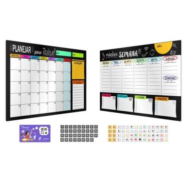 Imagem de Planejadores Mensal e Semanal + 91 Imãs + Tecnologia - 50x80 - JB Cria
