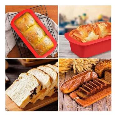 Imagem de Forma de silicone retangular 25cm para pão bolo pudim forno air fryer 