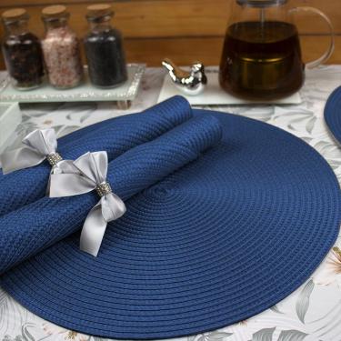 Imagem de 6 Jogo Americano Redondo Mesa Posta Sousplat Luxo Pvc Ma Vr - Azul