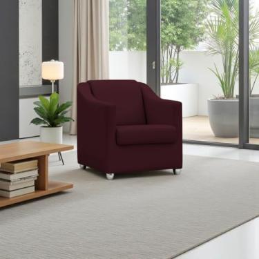 Imagem de Poltrona Para Sala Decorativa Cadeira Reforçada Para Recepção Consultório Escritório Pé Cromado - Clique E Decore (Bordô)