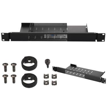 Imagem de Blulu Mini suporte de rack compatível com Dell Optiplex micro fator de forma, prateleira de rack de servidor articulada 1U para gabinete de 48 cm