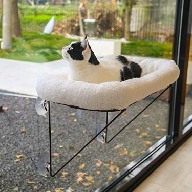 Imagem de Zakkart Poleiro para Janela de Gato - 100% Metal, Suportado por Baixo, Cama Espaçosa, Rede para Gatos, para Tomar Sol, Cochilar e Observar