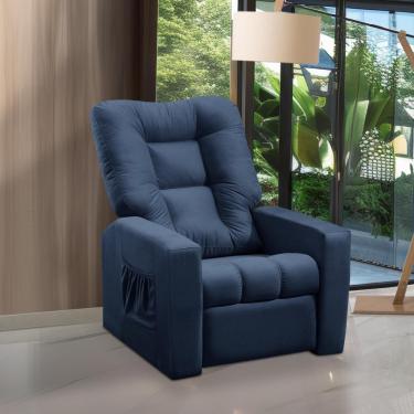Imagem de Poltrona do Papai Reclinável Itália Suede Azul Adonai Estofados