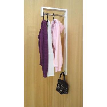 Imagem de Cabideiro de Parede J Arara Camiseiro Porta Bolsas Branco Laca - Forma