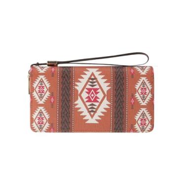 Imagem de Carteira de pulso com porta-cartão de crédito, bolsa clutch fashion estilo ocidental para mulheres, Marrom