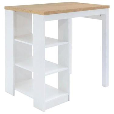 Imagem de Bancada Ilha Cozinha 3 Prateleiras 90x60 Cm Cd1022 Branco Dtall - MILA