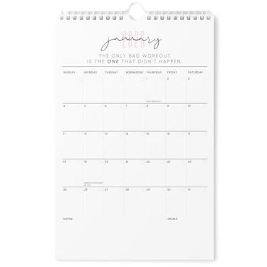 Imagem de Karto Calendário de parede de motivação fitness 2026 - vertical 28 x 43 cm de janeiro de 2026 a junho de 2027 - Aumente sua produtividade e planejamento fácil com o calendário motivacional estético