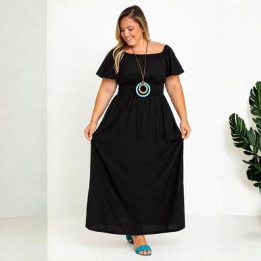Imagem de Vestido Longo Ombro A Ombro Plus Size Festa Natal Casamento Madrinha -