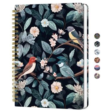 Imagem de Caderno de diário espiral forrado para mulheres, diários pautados pela faculdade A5 para escrever, cadernos de capa dura para trabalho, anotações e material escolar de escritório, 140 páginas