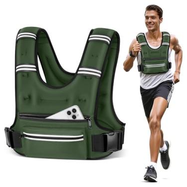Imagem de Mieakvool Coletes ponderados para mulheres e homens, 8 12 16 9 kg colete ponderado com bolsos de armazenamento, colete de corrida com faixa refletiva, colete de peso com alças ajustáveis para corrida
