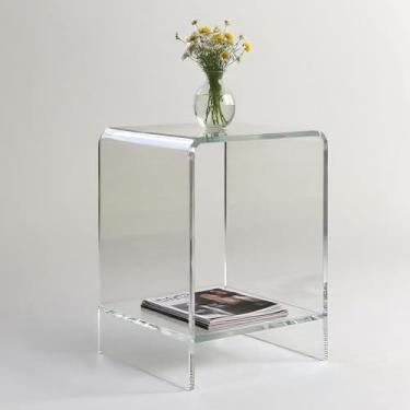 Imagem de Mesa de canto de acrílico/mesa de cabeceira, 56 cm A, elegante e durável. Ideal para quartos, salas de estar e interiores modernos. Uma escolha perfeita como mesa de cabeceira ou peça lateral de sofá