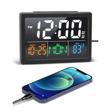 Imagem de Despertador digital JALL com display de hora LED de 5,5" preto