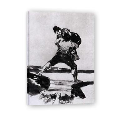 Imagem de Camponês carregando uma mulher Francisco De Goya Impressão em tela romântica espanhola - Obra-prima do influente pintor romântico 69,8 x 98 cm emoldurado