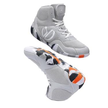 Imagem de Tênis de luta livre masculino leve de boxe Sdtdid feito de micro camurça para academia, levantamento de peso, musculação, treinamento etc., Cinza, 42