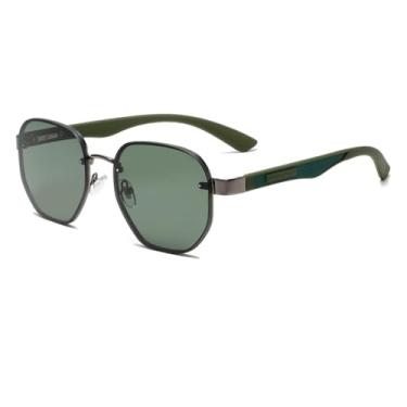 Imagem de Óculos de sol retrô modernos com armação estreita, verde militar, 139 mm