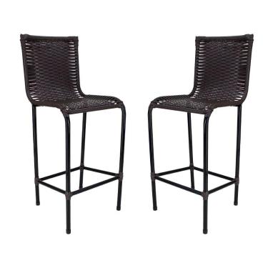 Imagem de Kit 2 Banquetas Alta Diplomata Fibra Sintética Tabaco