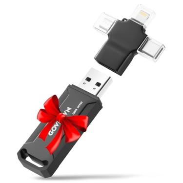 Imagem de Foto-Stick de backup automático para iPhone 128 GB USB-Flash-Drive, armazenamento 4 em 1 para iPhone, fotos e vídeos de backup seguro para iPhone, iPad, Android, Mac/PC, pen drive para iPhone-Stick de