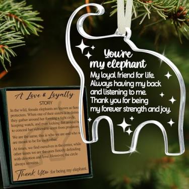 Imagem de Enfeite de Natal de elefante 2025 – Decoração de Natal com animais da sorte, enfeite de árvore de Natal para melhor amigo ou ente querido, presente de agradecimento, Papai Noel secreto, troca de