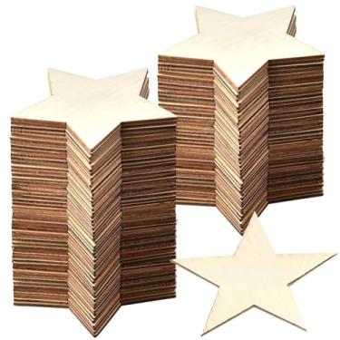 Imagem de LUMINFLY Recortes de estrela de madeira inacabados de 100 cm, pacote com 100 formas de madeira natural para artesanato DIY, enfeites de Natal, decorações de férias e festas