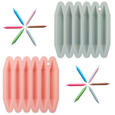Imagem de 2 peças 3D com ponta dupla 6 cavidades molde de giz de cera de silicone molde de caneta chocolate diy