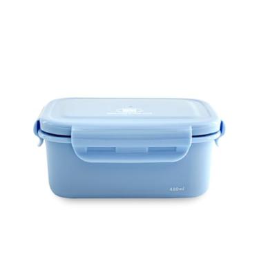 Imagem de LIVING CREATOR KeeperTen Recipiente de armazenamento de alimentos de aço inoxidável seguro para micro-ondas (azul pastel, 476 g) à prova de vazamento, seguro para lava-louças e freezer, livre de BPA