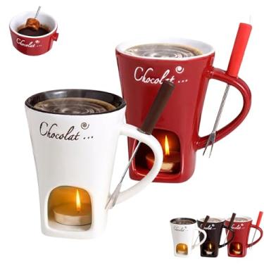 Imagem de Copo de fondue doce para encontros noturnos e mais, conjunto de copos de derretimento de chocolate com garfos, perfeito como caneca de fondue ou caneca de fondue de chocolate - presentes ideais para