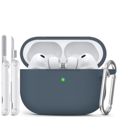 Imagem de MCTOPZO Capa para AirPods Pro 3 2025 vem com kit de limpeza, capa protetora de silicone macio para Apple AirPods Pro 3ª geração com chaveiro, capa para AirPod Pro 3 para mulheres e homens - cinza